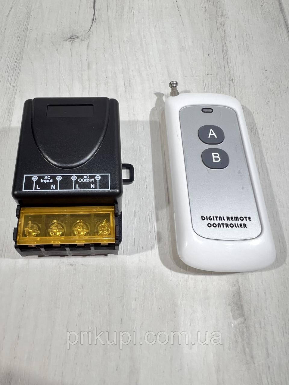Посилене 1-канальне радіокероване реле 30 А з пультом керування на 500 м 220 В 433 МГц, фото 1
