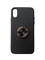 Силиконовый чехол с кольцом TPU Case With Ring for iPhone Xs Black