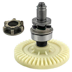 Шестерня з валом і підшипниками для ланцюгової електропили Темп, Ритм, Тула, Craft, WinTech, Falantech, 2000