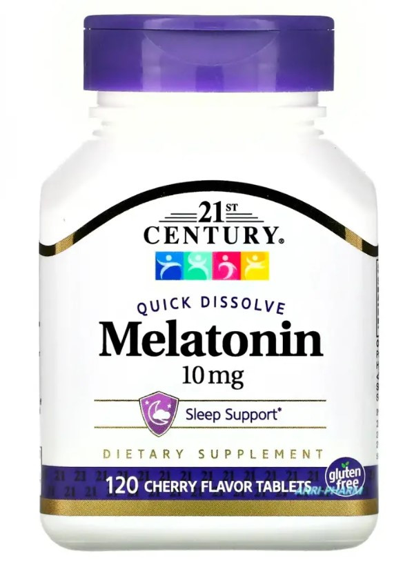 Мелатонін 21CENTURY 10 мг,120 таблеток з вишневим смаком