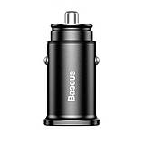 Автомобільний зарядний пристрій АЗП Baseus Square Metal QC 3.0 30W 2USB (black), фото 3