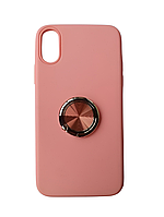 Силиконовый чехол с кольцом TPU Case With Ring for iPhone Xs Pink