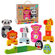 Дерев'яна іграшка Kids hits  KH20/001  набір кубиків 22 деталі, 8 персонажів  кор. 24,7*28,9*5,5 см