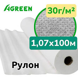 Агроволокно Біле 1,07х100м Agreen, Рулон | Агроволокно укривне, пропускає світло, дихає