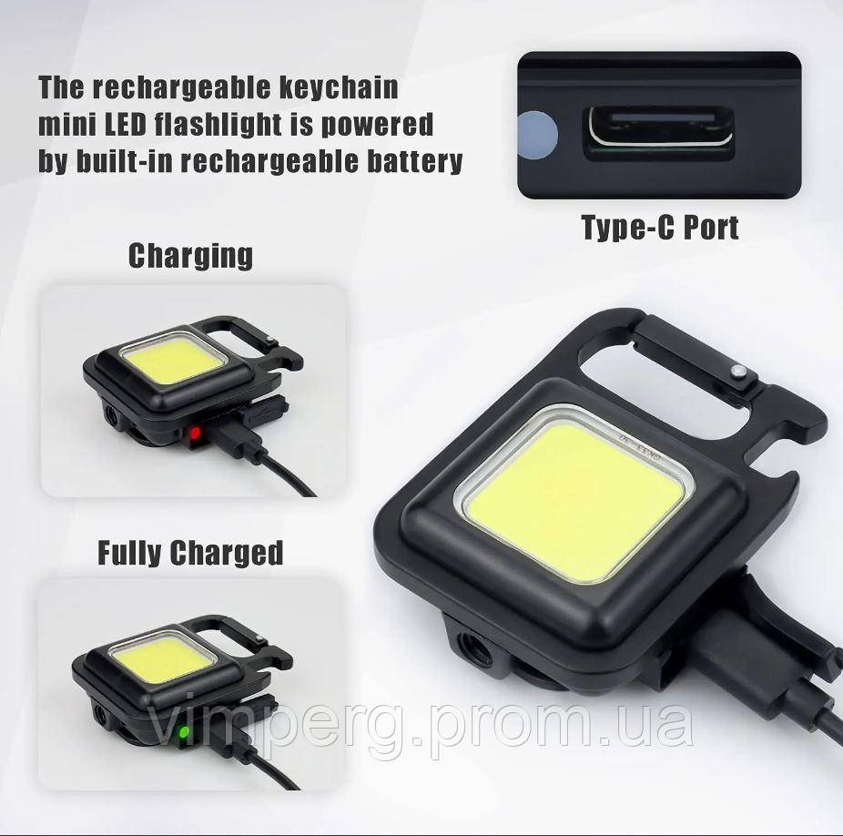 Мини фонарь-брелок аккумуляторный LED Mini COB USB с штативом - фото 5 - id-p2034895909