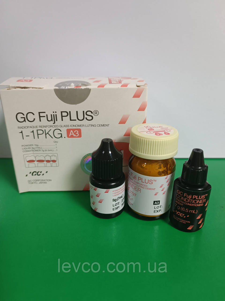 ФУДЖІ ПЛЮС(GC FUJI PLUS) СКЛОІНОМЕР ДЛЯ ФІКСАЦІЇ 15 Г+7мл+6,5 мл, ЯПОНІЯ