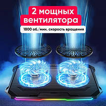 Підставка під ноутбук IceCoorel F8 алюмінієва охолоджувальна регульована 17" з вентилятором і підсвічуванням, фото 3