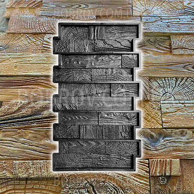 Форма для гіпсової плитки 300х100 мм під дерево «Вінтаж» на 5 комірок; гумова форма для дерев'яної мозаїки