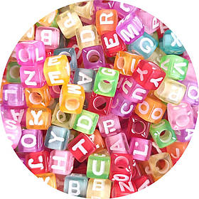 Бусини-кубики різнобарвний гель 50
