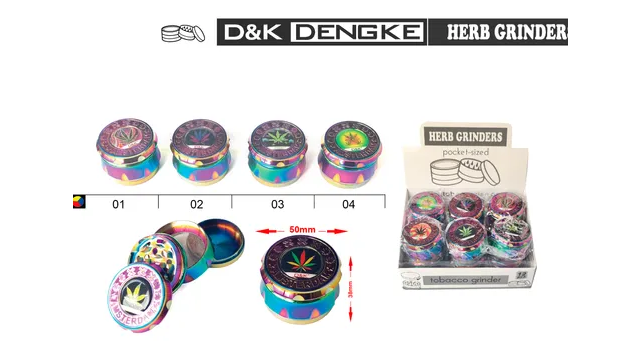 Гріндер D&K 'CANNABIS' хамеліон☘️ (чотири секції), 5,0см*3,8см, фото 1