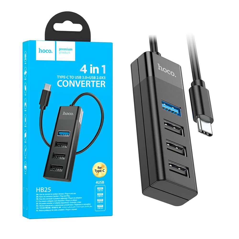 Type-C Hub Hoco HB25 Easy Mix USB3.0 + 3xUSB2.0, фото 1