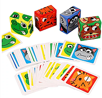 Дитяча логічна гра Емоції звірят MD1744 дерев'яні кубики пазли для дітей від 3х років.