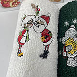 Набір кухонних рушників махрових Туреччина Новий рік Ведмедик Санта Дід Мороз 5770 30х50 см 3 шт 5770 vh, фото 4