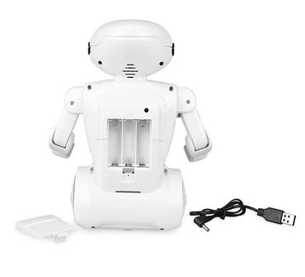 Робот со светящимися глазами, копилка с кодовым замком, сейф игрушечный с фонарем и музыкой, цвет белый - фото 7 - id-p2034938549