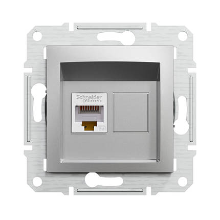 Розетка комп'ютерна Schneider Electric Asfora алюміній RJ-45 UTP 5E EPH4300161, фото 1