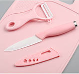 Набір ножів та обробна дошка 10778 3 предмети рожевий 10778 vh, фото 2
