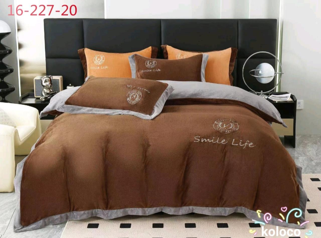 Тепла постільна білизна з велюру Monica 2, Smil Life — Євро