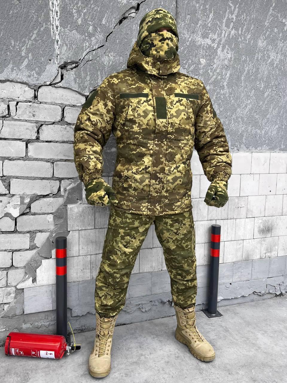Зимний тактический костюм флисе mysterious 5в1 пиксель теплая мужская военная форма для ЗСУ