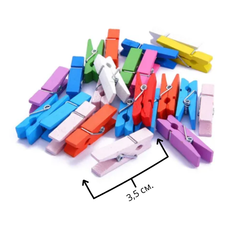 Прищіпка дерев'яна кольорова 35*10 мм колір Мікс для декупажу, Прищіпка-цінникотримач (3201)