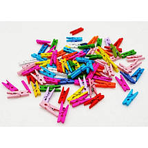 Прищіпка дерев'яна кольорова 35*10 мм колір Мікс для декупажу, Прищіпка-цінникотримач (3201), фото 2