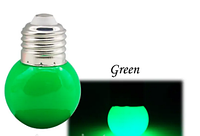 Светодиодная лампочка зеленая E27 1,2 Вт, G45