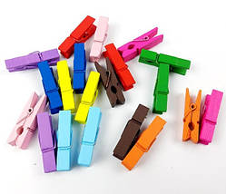 Прищіпка дерев'яна кольорова 35*10 мм колір Мікс для декупажу, Прищіпка-цінникотримач (3201), фото 3