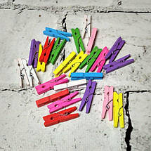 Прищіпка дерев'яна кольорова 35*10 мм колір Мікс для декупажу, Прищіпка-цінникотримач (3201), фото 5