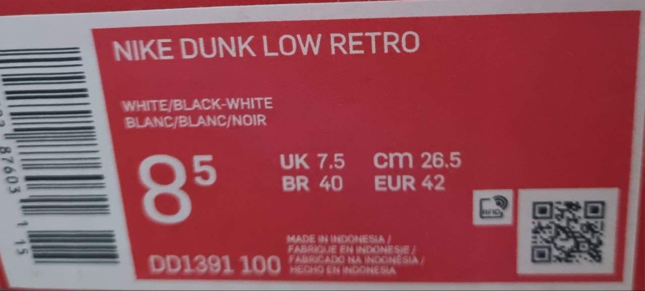 NIKE Dunk low retro us 8.5 26.5 ID 1557899464