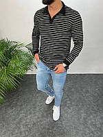 Чоловічий джемпер у горизонтальну смужку (Розмір S, L, XL), Чорний