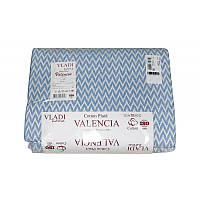 Плед хлопковый Vladi - Валенсия №1 Antonio бело-серо-голубой 140*200 полуторный