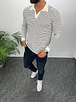Чоловічий джемпер у горизонтальну смужку (Розмір L,XL,XXL), Білий