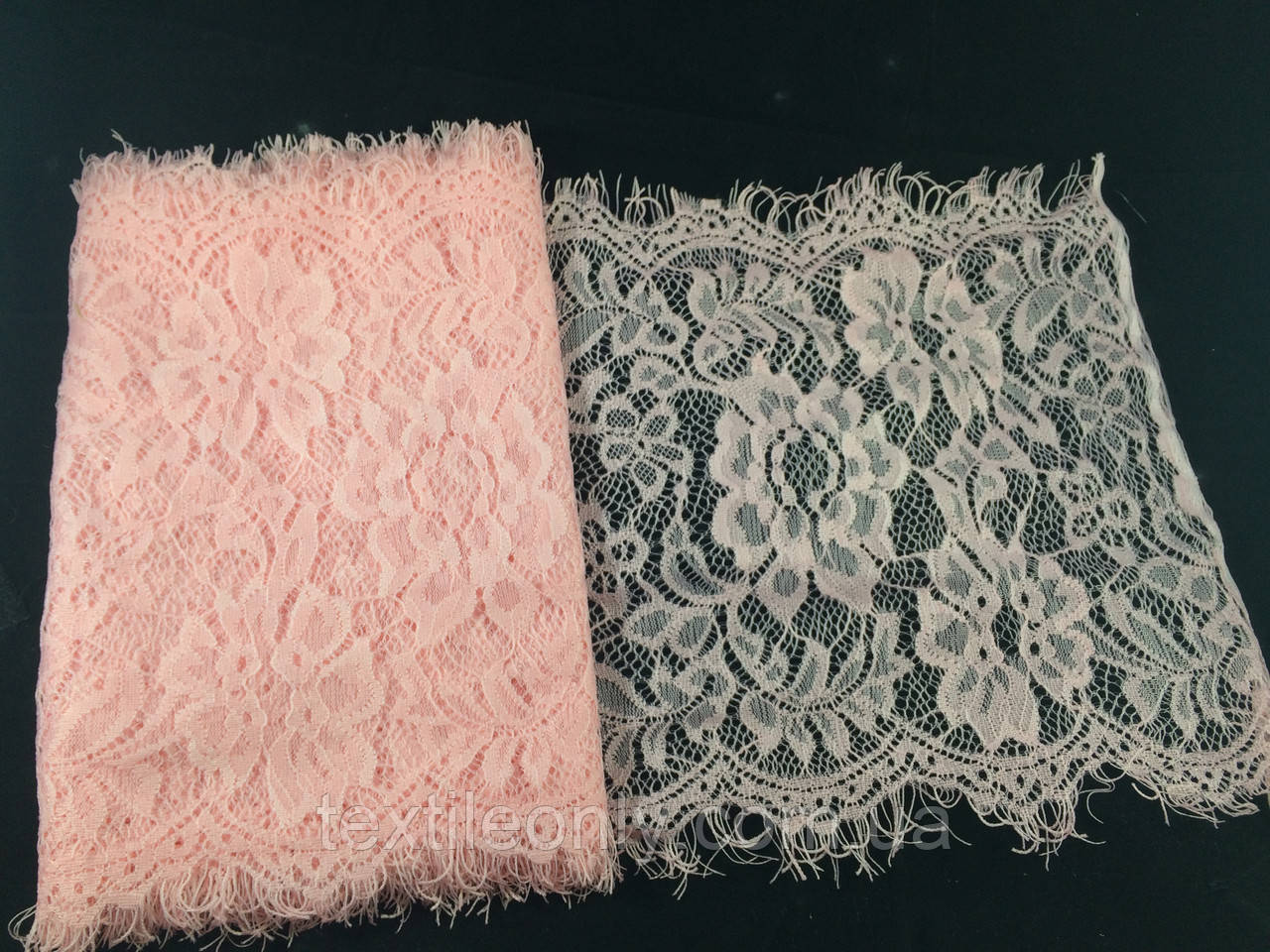 Мереживо французьке цвіт рожеве 250 мм N977