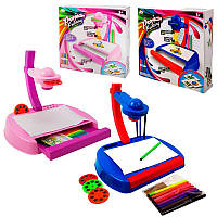 Детский столик проектор для рисования с полочкой YM887-8 Розовый