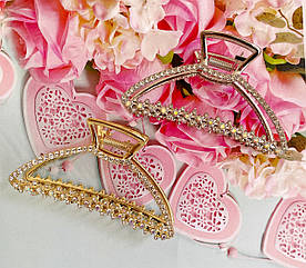 Краб для волосся гуртом 10 см метал/стразі 6 шт/пач. два кольори