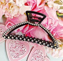 Краб для волосся гуртом 10 см метал/стрази 4 шт./пач. чорні