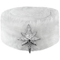 Шапка Хутро новогодняя шапка с брошью белая