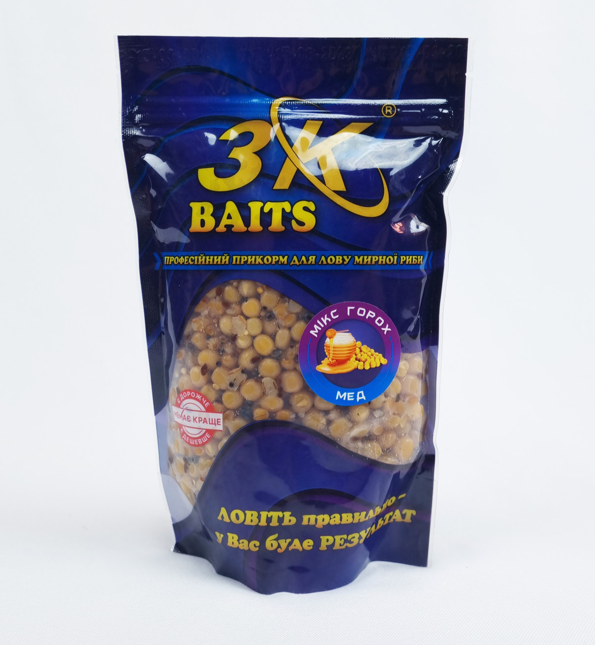 Зерновий мікс для коропа 3K Baits Горох 500г (мед) зернова суміш на рибалку