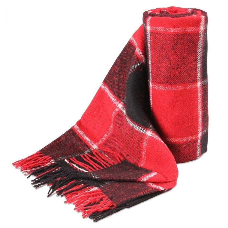 Плед вовняний Vladi — Палермо No7 Sofa біло-червоно-т.сірий 140*200 полуторний оптом, фото 1