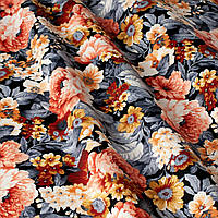 Декоративна тканина густий квітковий принт півонія бордовий 180см тефлон 88355v2