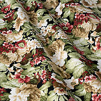 Декоративная ткань густой цветочный принт пион бежевый 180см тефлон 88354v1