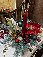 Розкішний новорічний підсвічник,різдвяна композиція , новогодний декор