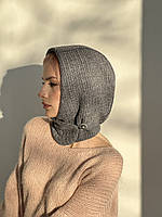 Капор жіночий теплий із трикотажу візерунок D.Hats колір темно сірий універсальний