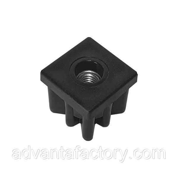 Заглушка на трубу 25х25 с резьбой М8 черная 1.2-1.5 - купить