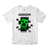 Футболка белая с оригинальным принтом онлан игры Minecraft "Крипер Creeper Minecraft  Майнкрафт" Push IT