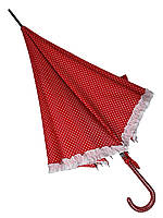 Зонт-трость с рюшами в горошек, полуавтомат на 8 спиц от Swifts, красный SW03180-4