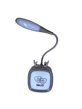 Настільна лампа на акумуляторі горить до 7 годин з RGB підсвічуванням Hello Сірий