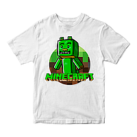 Футболка біла з оригінальним принтом онлан гри Minecraft "Крипер Creeper Minecraft Майнкрафт" Push IT