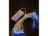 Гирлянда новогодняя/праздничная светодиодная 30LED синий 3м на батарейках, прозрачный провод 1103-02. BP
