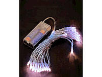 Гирлянда новогодняя/праздничная светодиодная 30LED белый 3м на батарейках, прозрачный провод 1103-03. BP