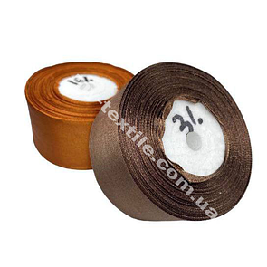 Стрічка атласна ширина 4 см Бабіна 23 м (25 ярдів) Коричневий темний №31